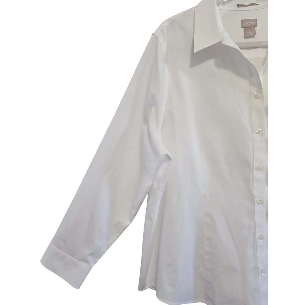 Chicos Classic White No Iron Coolmax All Season Button Down Shirt Size 3, 16/18 - Picture 6 of 11